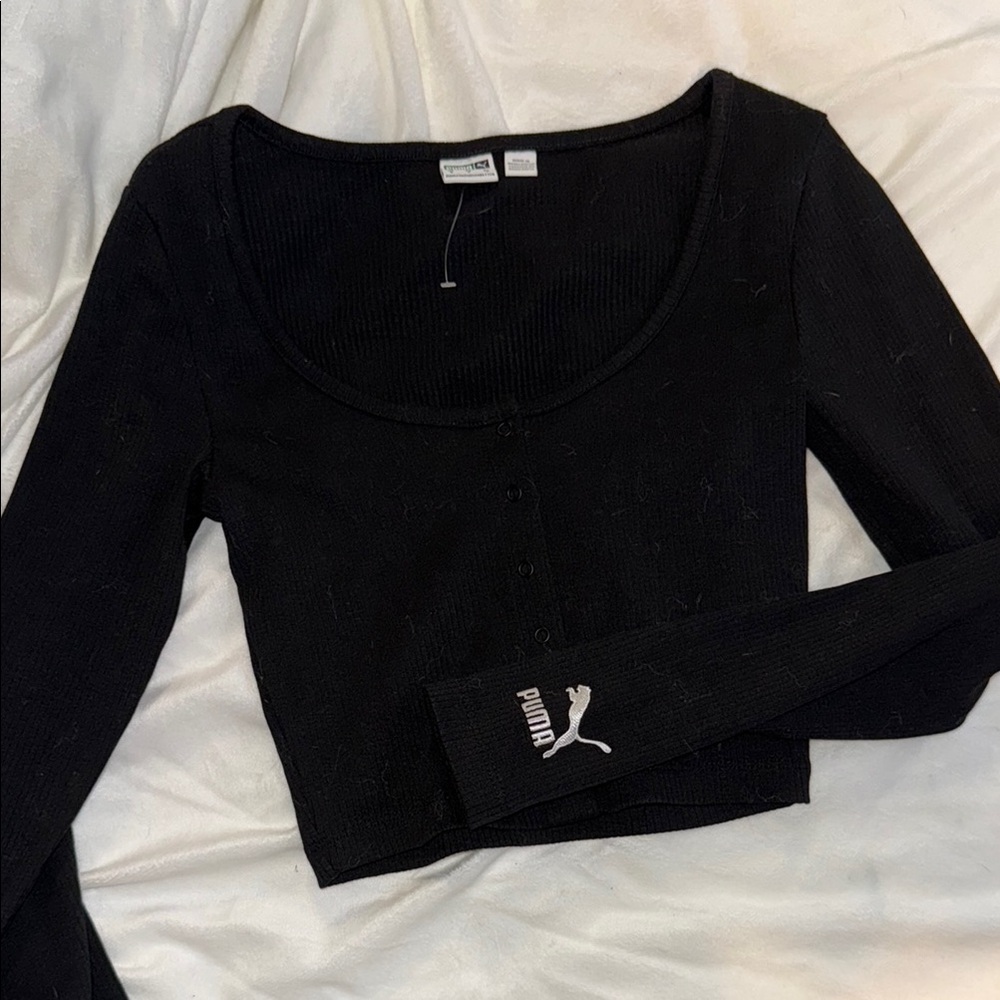 Puma Women's Black Ribbed Top